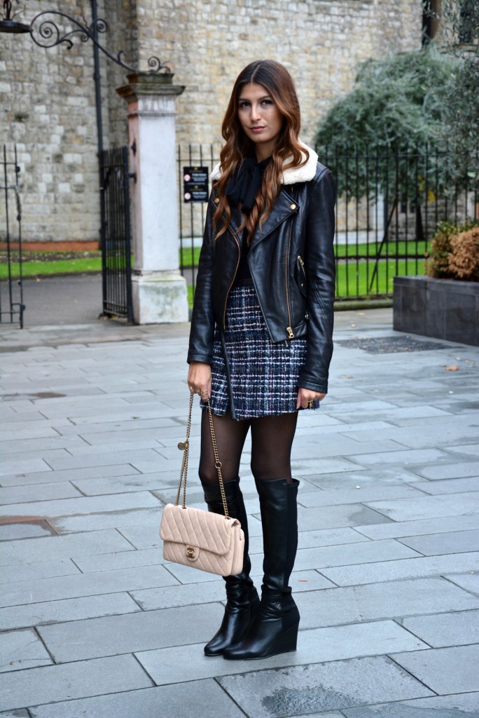 Leather, plaid and Chanel- OOTD - Tijan Serena Loves